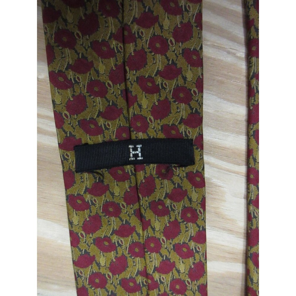 Hermes Neck Tie Yellow Silk Floral Jacquard Woven Formal Designer France - Picture 6 of 8